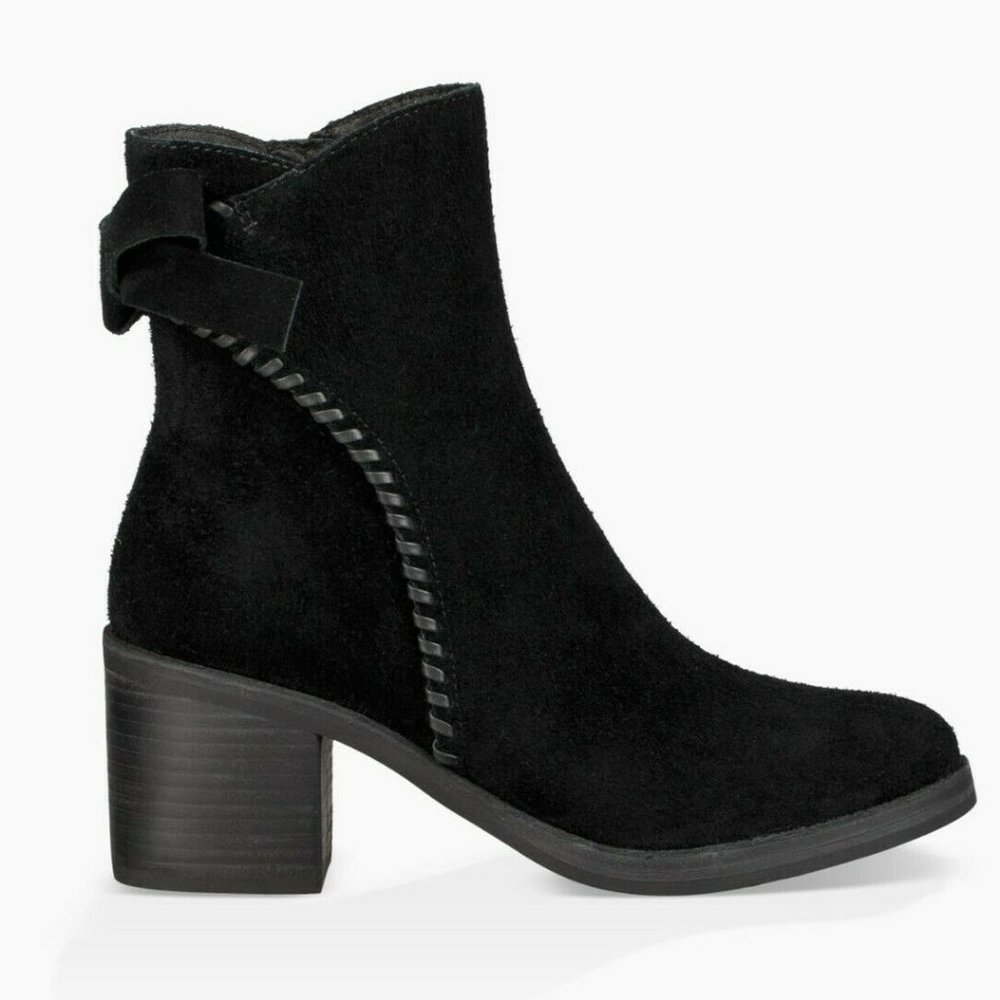 UGG Black Ankle Boots with Bow Detail